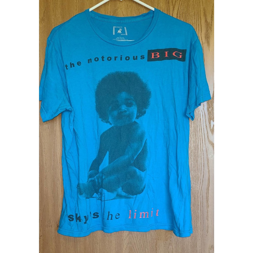 The Notorious BIG t shirt tee Blue Sky's the limit Brooklyn Mint L 100% cotton